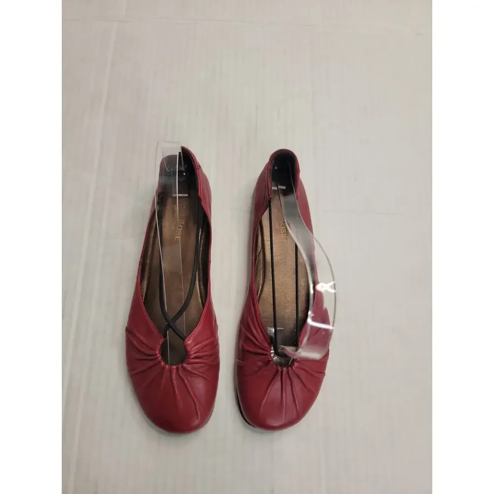 Taryn Rose Alessandra Leather Ballet Flats Red Leather Bijou-Napa Italy Sz 37.5_3